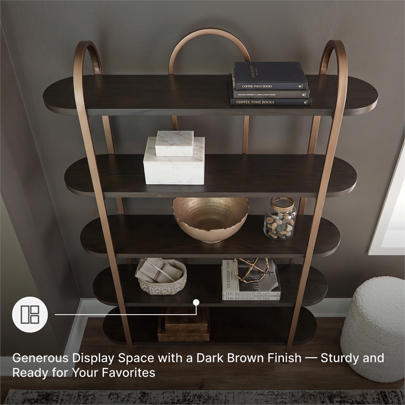 Signature Design by Ashley Brentmour Brown & Gold Finish Bookcase