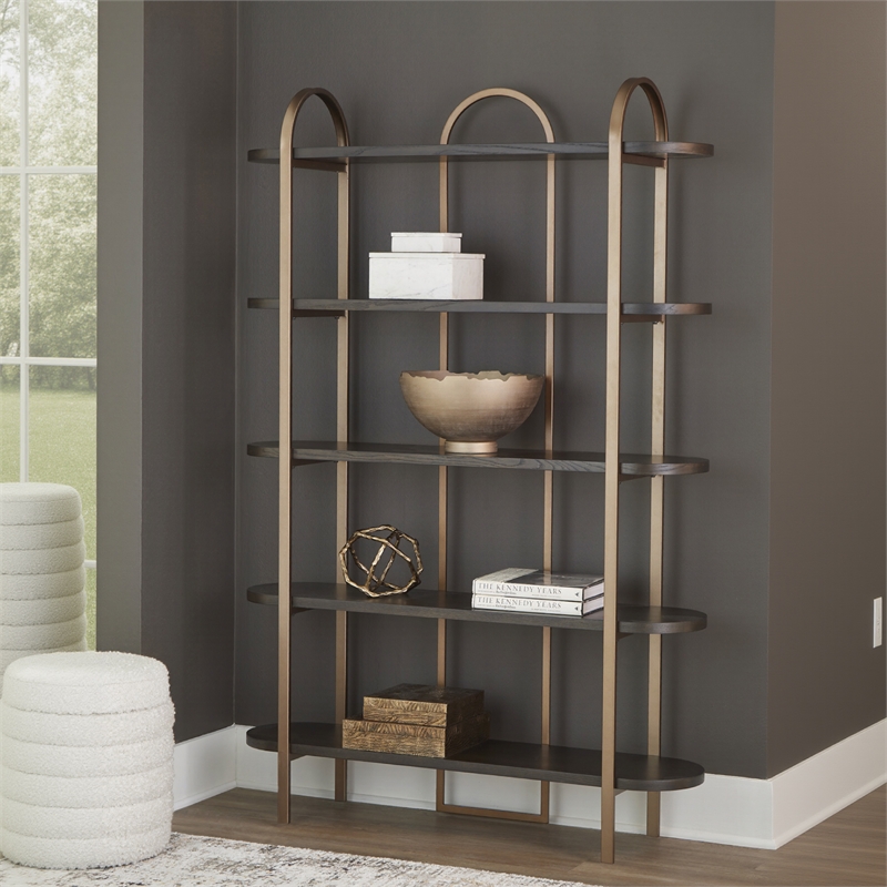 Signature Design by Ashley Brentmour Brown & Gold Finish Bookcase