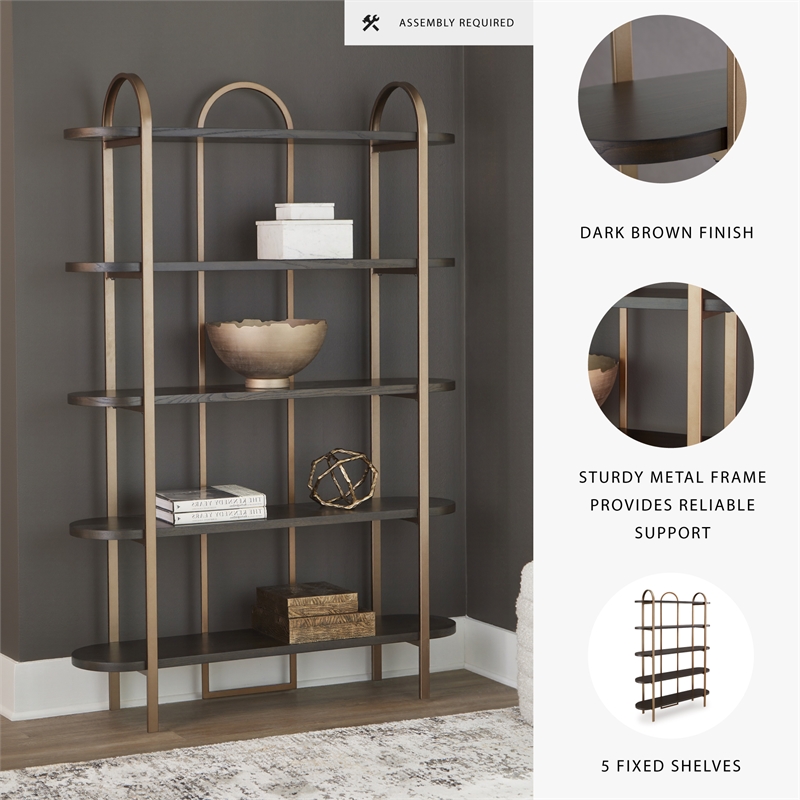 Signature Design by Ashley Brentmour Brown & Gold Finish Bookcase