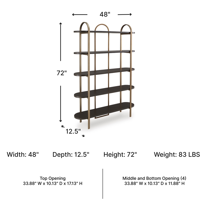 Signature Design by Ashley Brentmour Brown & Gold Finish Bookcase