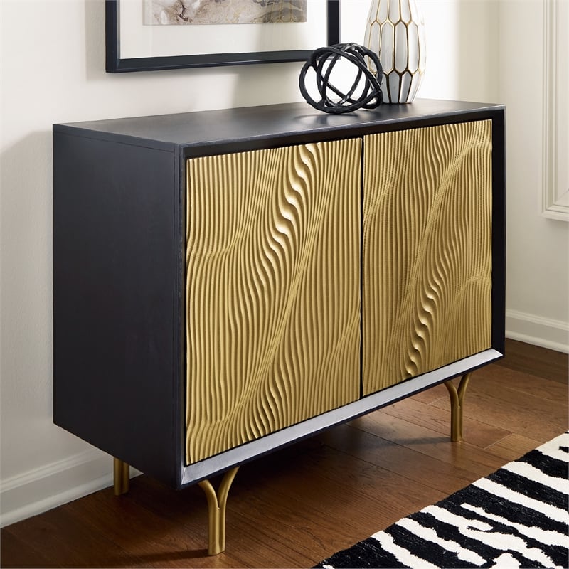 Signature Design by Ashley Tayner Black & Gold Finish Accent Cabinet