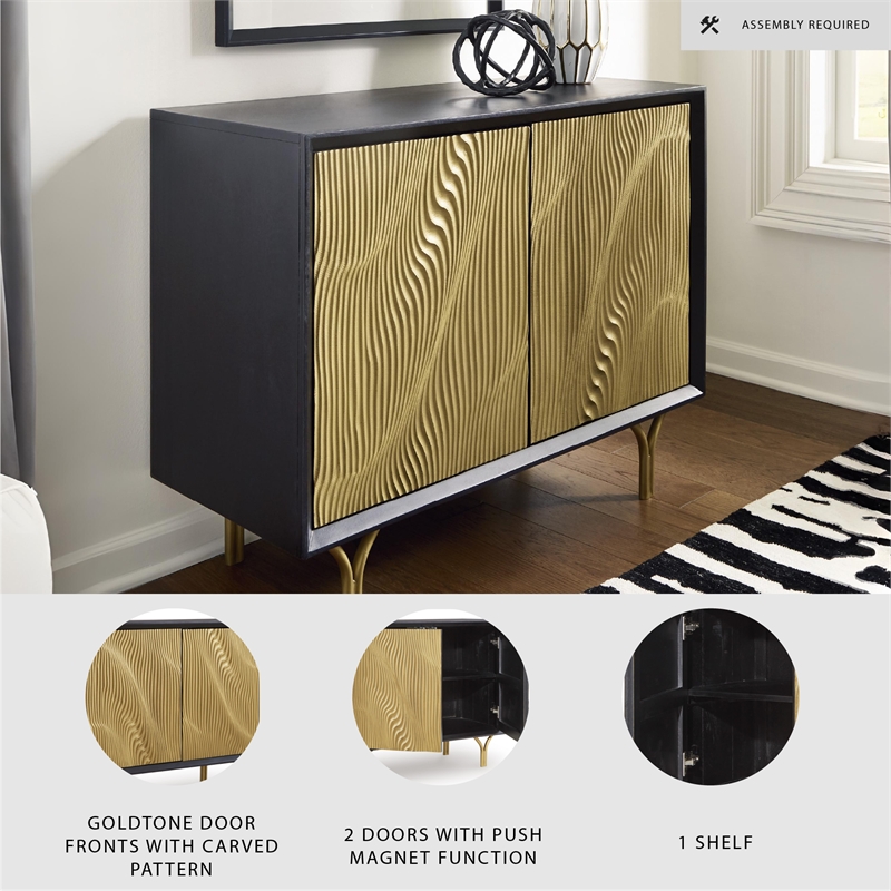 Signature Design by Ashley Tayner Black & Gold Finish Accent Cabinet