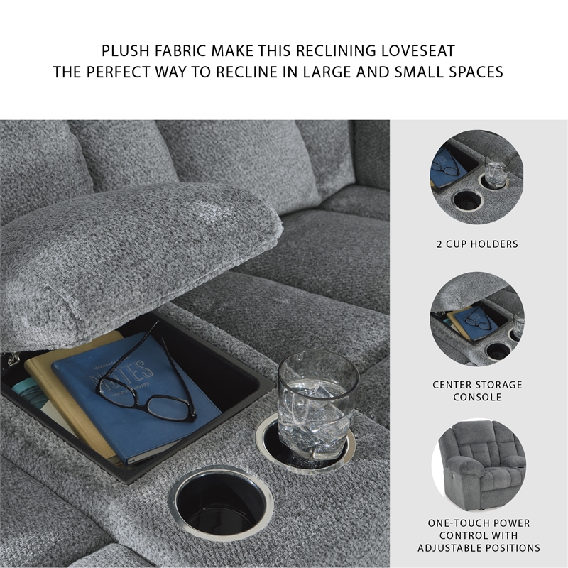 Signature Design by Ashley Tip-Off Slate Power Reclining Loveseat