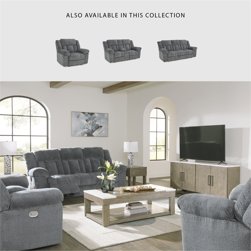 Signature Design by Ashley Tip-Off Slate Power Reclining Loveseat