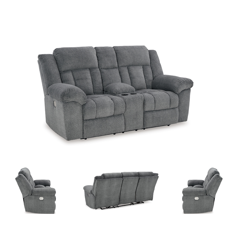 Signature Design by Ashley Tip-Off Slate Power Reclining Loveseat