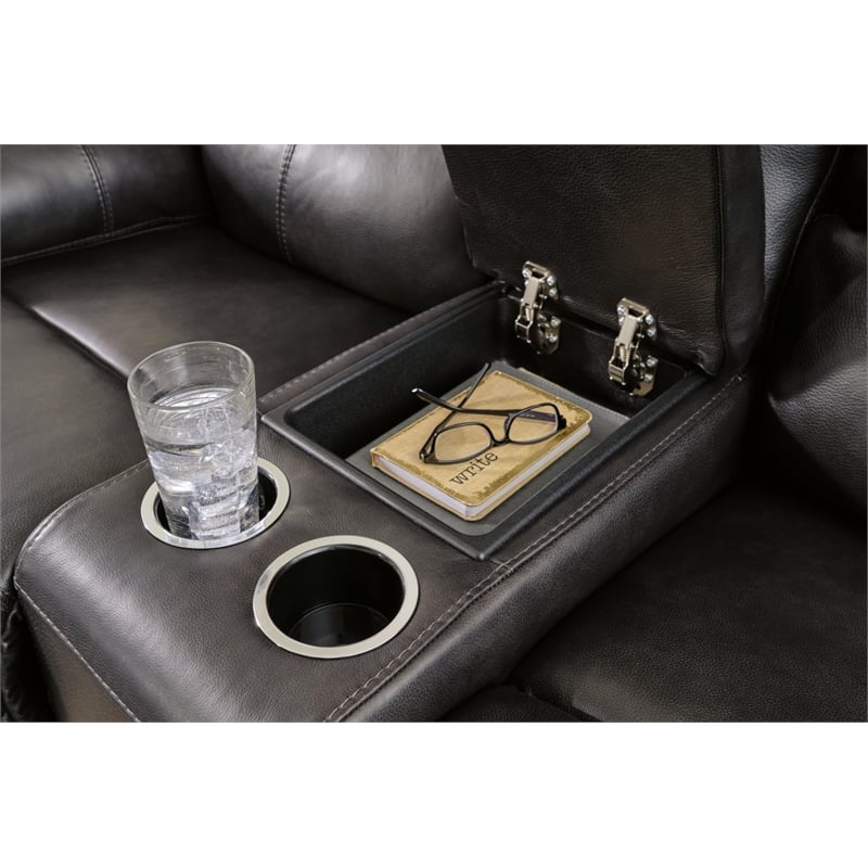 Signature Design by Ashley Mountainous Black Power Reclining Loveseat