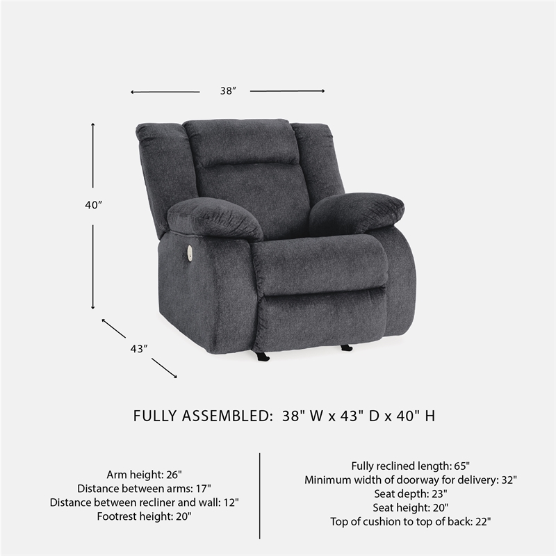Signature Design by Ashley Burkner Dark Gray Power Recliner