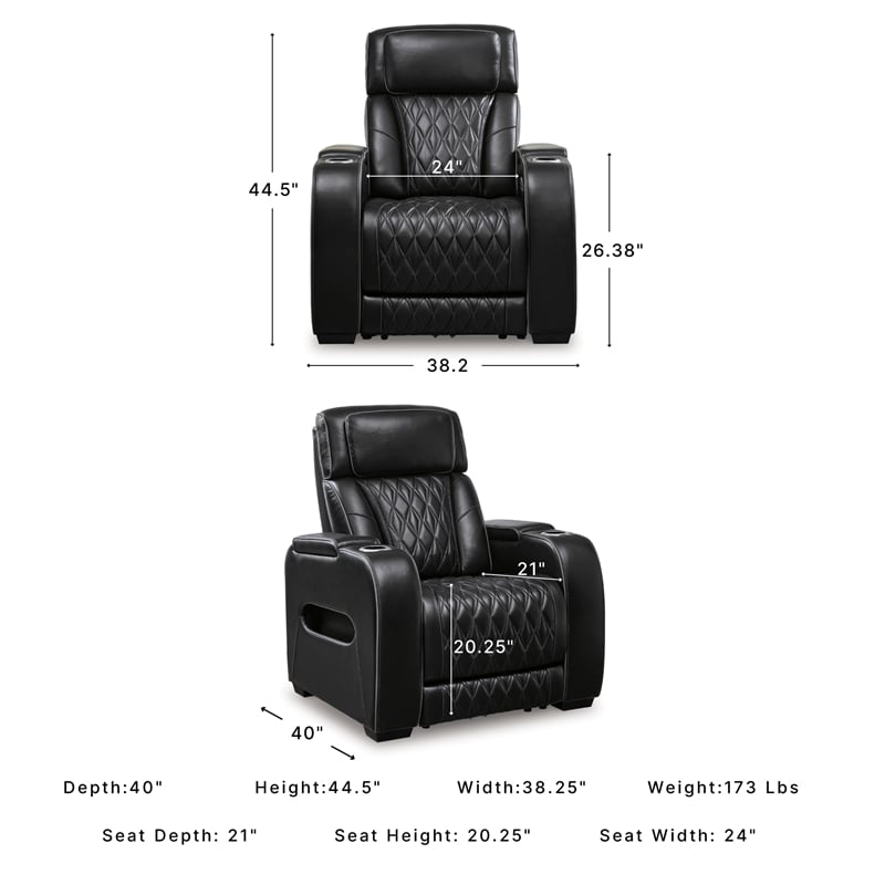 Signature Design by Ashley Boyington Black Power Recliner