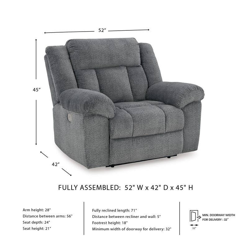 Signature Design by Ashley Tip-Off Slate Power Recliner