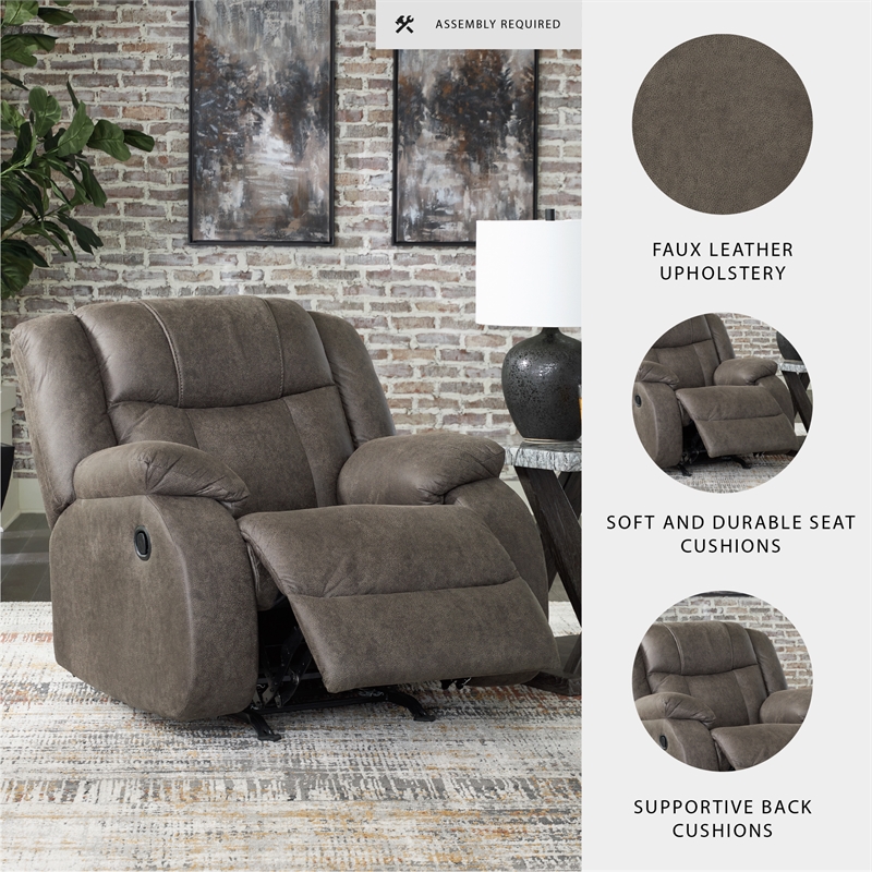 Signature Design by Ashley First Base Gunmetal Recliner