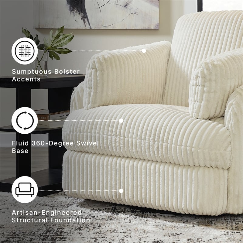 Signature Design by Ashley Tie-Breaker Ivory Swivel Glider Recliner