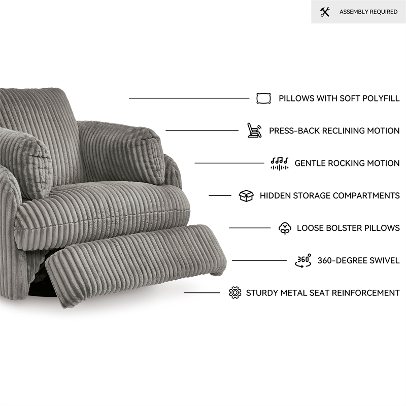 Signature Design by Ashley Tie-Breaker Fog Swivel Glider Recliner