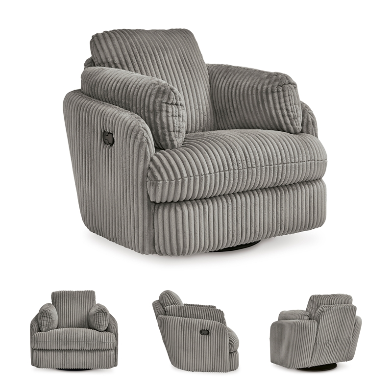 Signature Design by Ashley Tie-Breaker Fog Swivel Glider Recliner