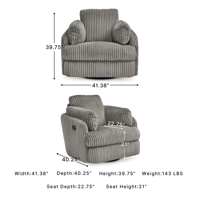 Signature Design by Ashley Tie-Breaker Fog Swivel Glider Recliner