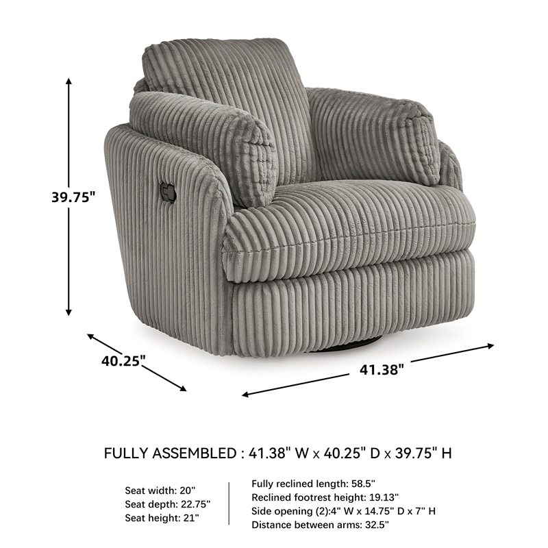 Signature Design by Ashley Tie-Breaker Fog Swivel Glider Recliner