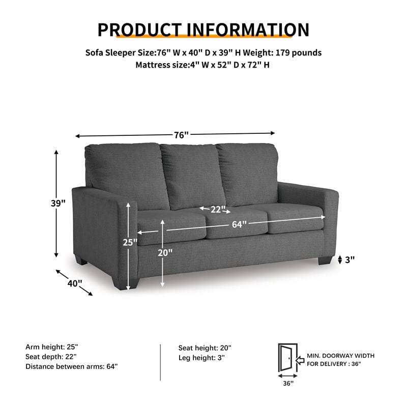 Signature Design by Ashley Rannis Pewter Full Sofa Sleeper