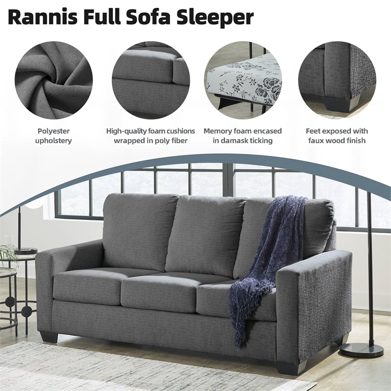 Signature Design by Ashley Rannis Pewter Full Sofa Sleeper