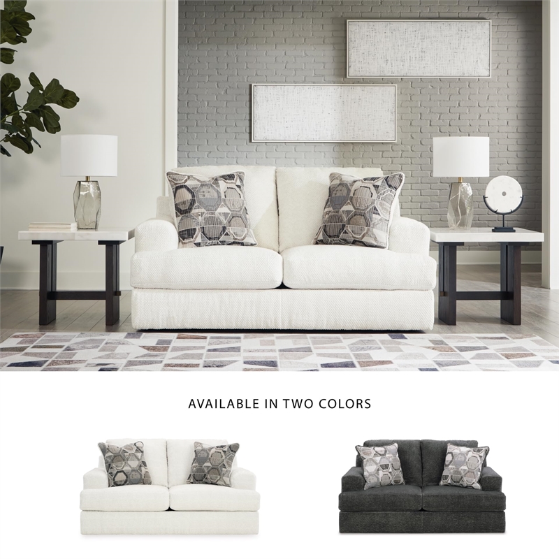 Signature Design by Ashley Karinne Linen Loveseat with Decorative Accent Pillows