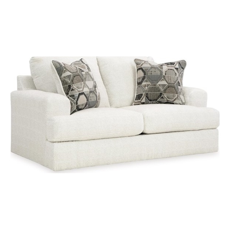 Signature Design by Ashley Karinne Linen Loveseat with Decorative Accent Pillows
