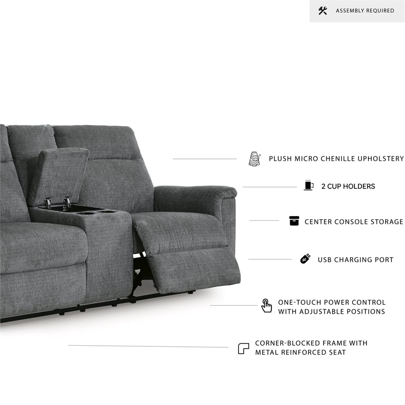 Signature Design by Ashley Barnsana Gray Power Reclining Loveseat with Console