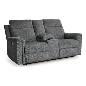 Signature Design by Ashley Barnsana Gray Power Reclining Loveseat with Console