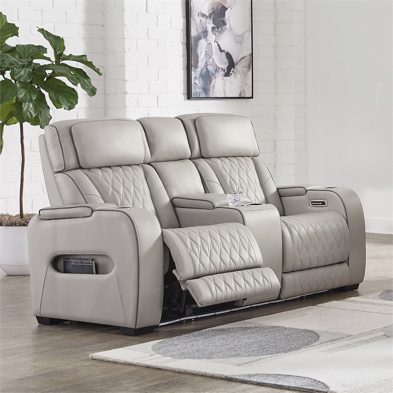 Signature Design by Ashley Boyington Gray Power Reclining Loveseat with Console