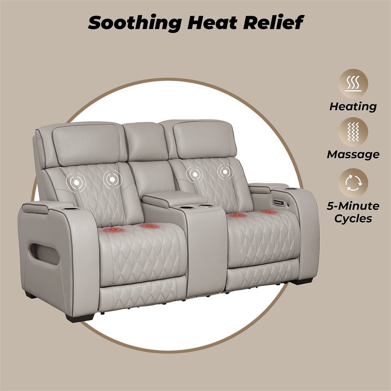 Signature Design by Ashley Boyington Gray Power Reclining Loveseat with Console