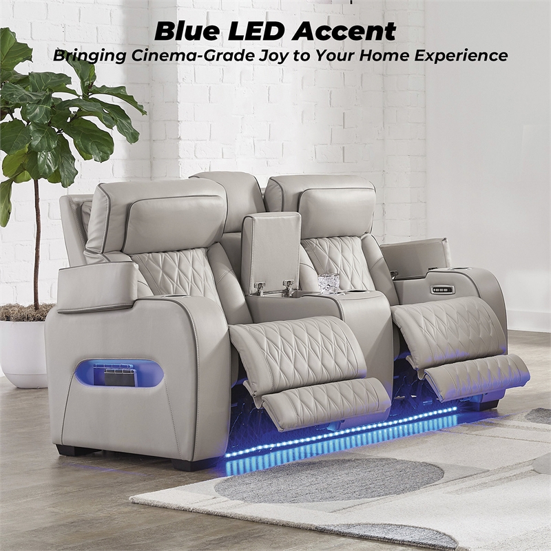 Signature Design by Ashley Boyington Gray Power Reclining Loveseat with Console