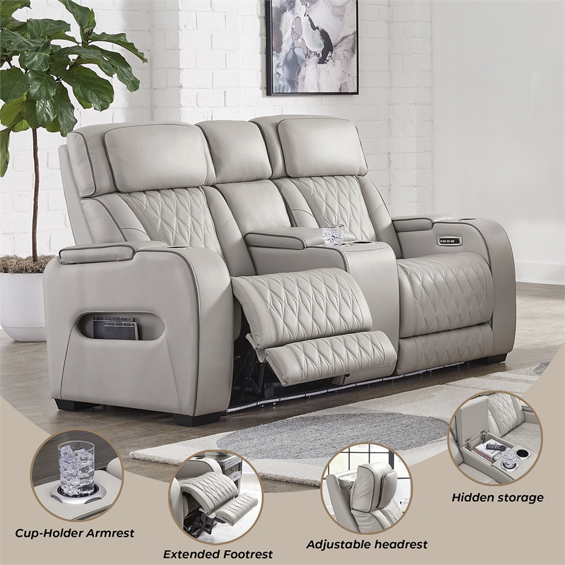 Signature Design by Ashley Boyington Gray Power Reclining Loveseat with Console