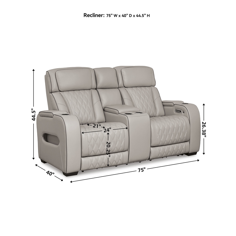 Signature Design by Ashley Boyington Gray Power Reclining Loveseat with Console