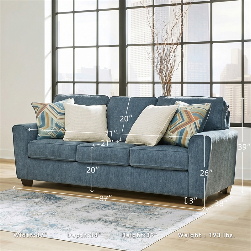 Signature Design by Ashley Cashton Blue Queen Sofa Sleeper
