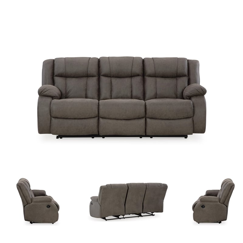 Signature Design by Ashley First Base Gunmetal Reclining Sofa