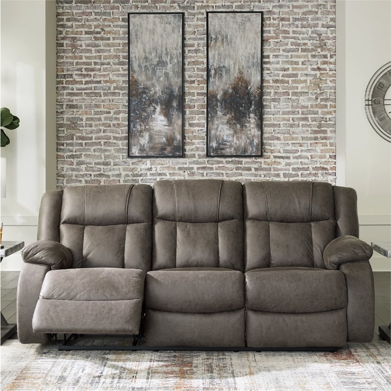 Signature Design by Ashley First Base Gunmetal Reclining Sofa