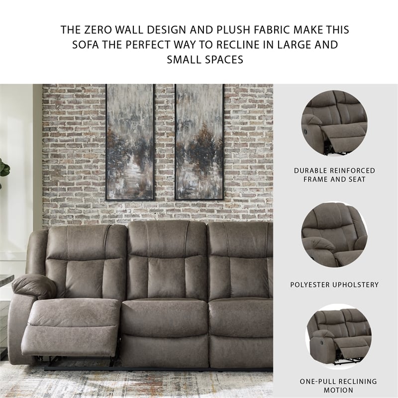 Signature Design by Ashley First Base Gunmetal Reclining Sofa