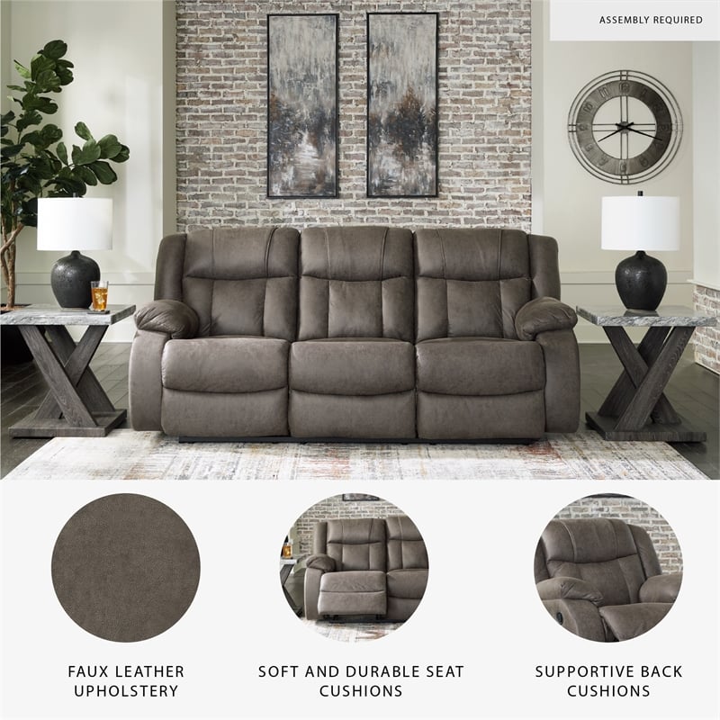 Signature Design by Ashley First Base Gunmetal Reclining Sofa