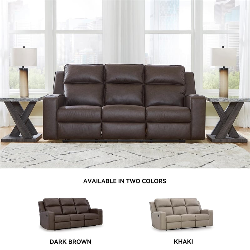 Signature Design by Ashley Lavenhorne Brown Reclining Sofa with Drop Down Table
