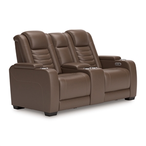 Ashley Furniture High Impact Tobacco Power Reclining Loveseat with Console