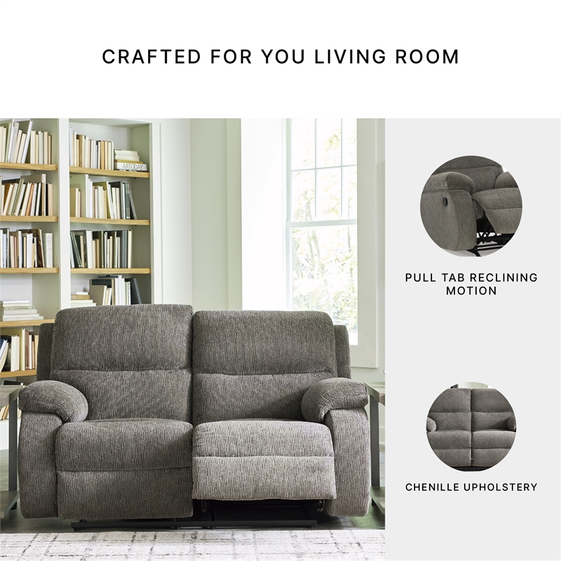 Signature Design by Ashley Scranto Gray Reclining Loveseat