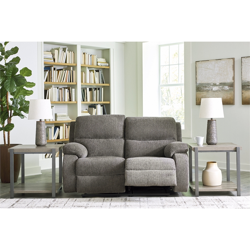 Signature Design by Ashley Scranto Gray Reclining Loveseat
