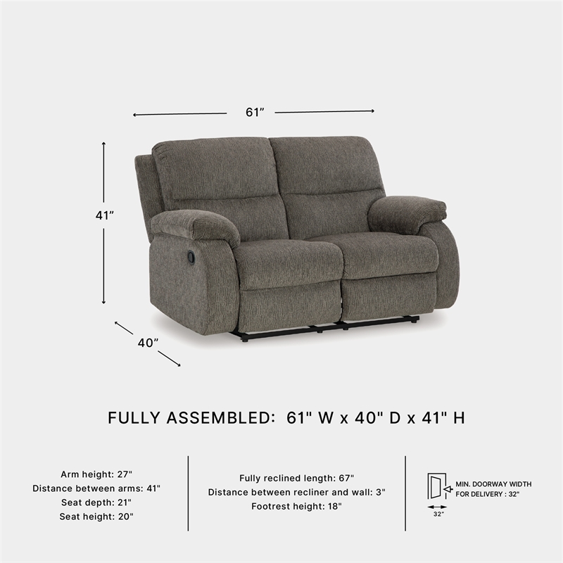 Signature Design by Ashley Scranto Gray Reclining Loveseat