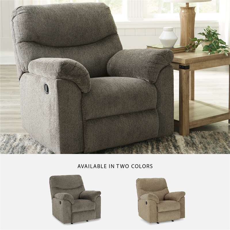 Signature Design by Ashley Alphons Putty Recliner with Pull-Tab Reclining Motion