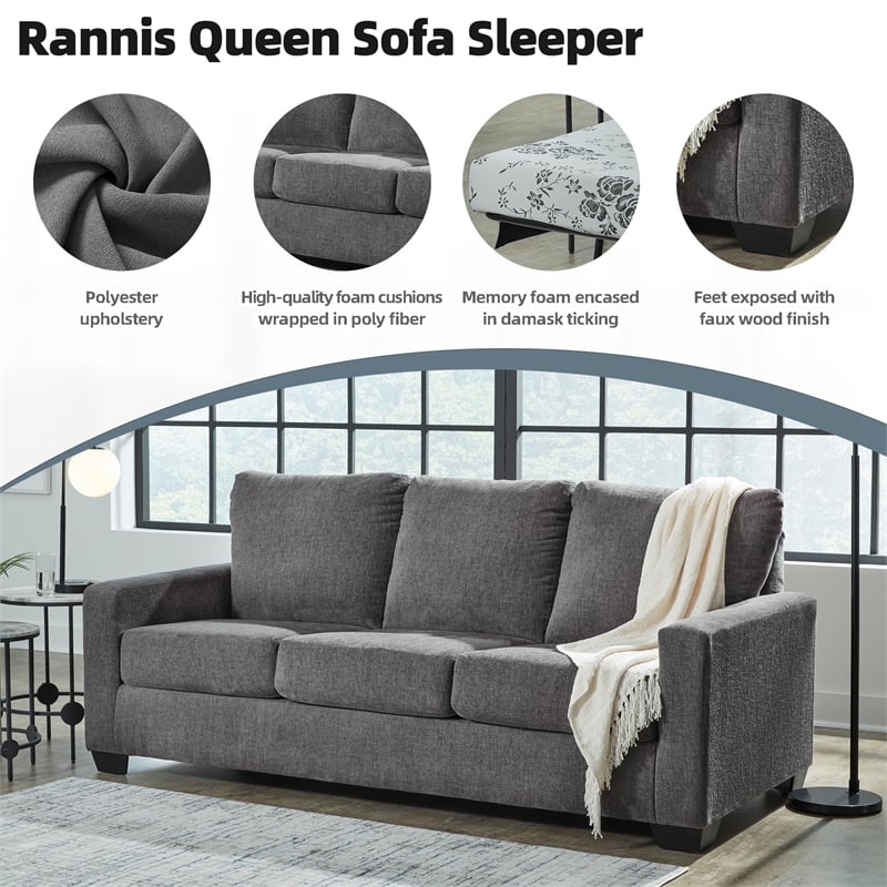 Signature Design by Ashley Rannis Pewter Queen Sofa Sleeper