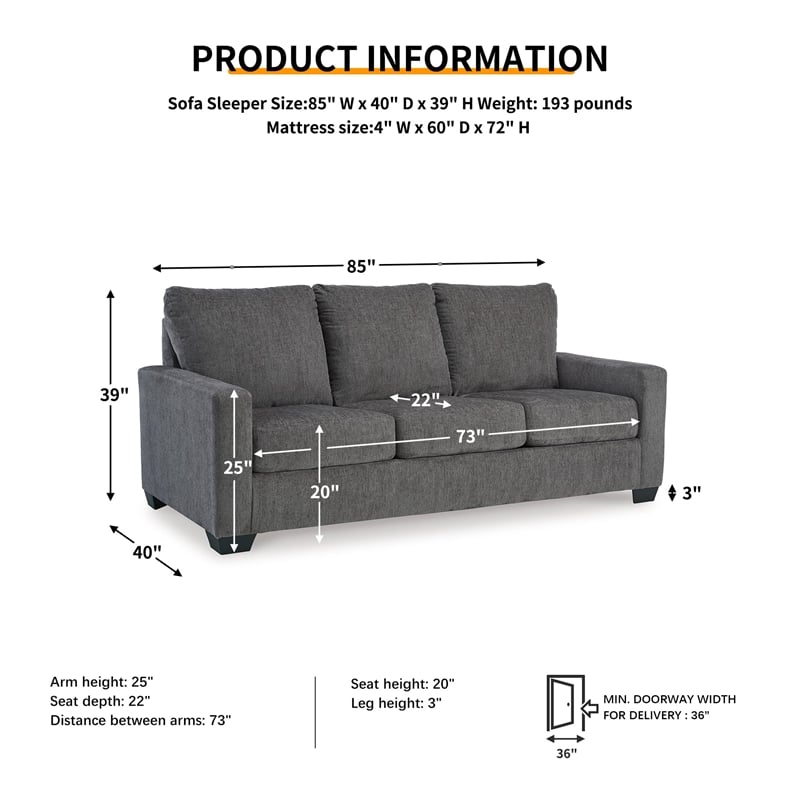 Signature Design by Ashley Rannis Pewter Queen Sofa Sleeper