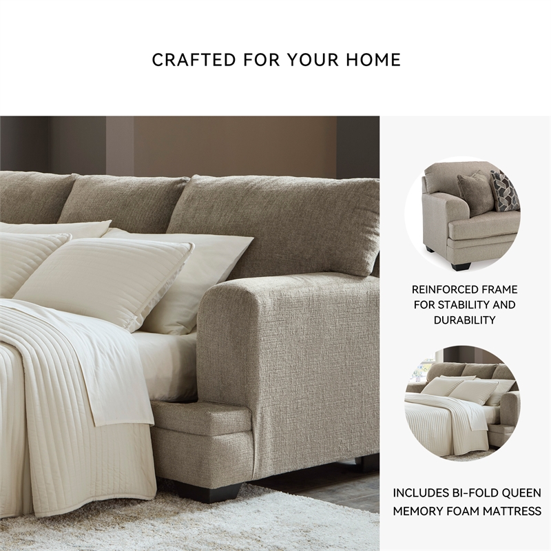 Signature Design by Ashley Stonemeade Taupe Queen Sofa Sleeper