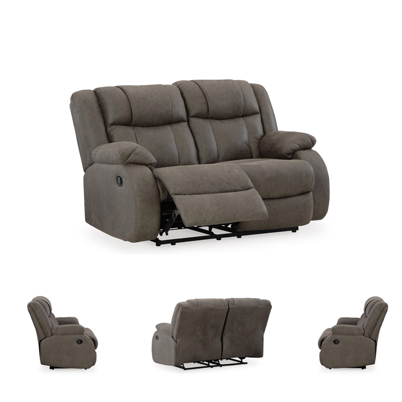 Signature Design by Ashley First Base Gunmetal Reclining Loveseat