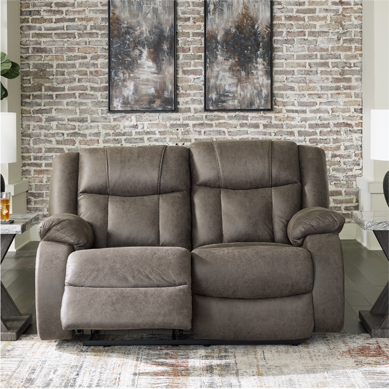 Signature Design by Ashley First Base Gunmetal Reclining Loveseat