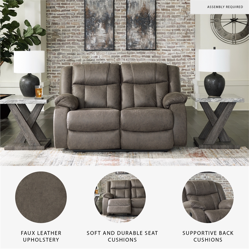 Signature Design by Ashley First Base Gunmetal Reclining Loveseat