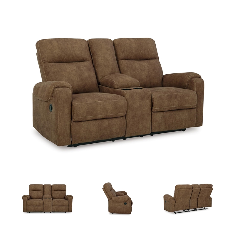 Signature Design by Ashley Edenwold Brown Reclining Loveseat with Console