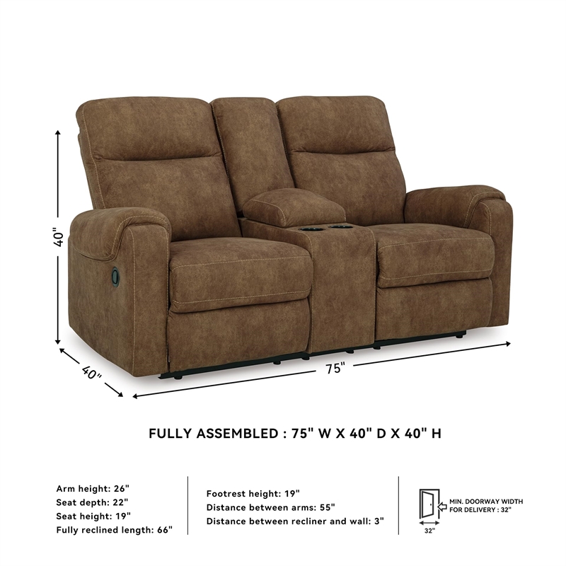 Signature Design by Ashley Edenwold Brown Reclining Loveseat with Console