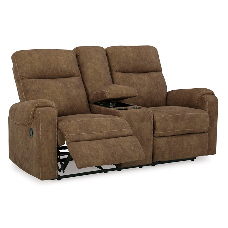 Signature Design by Ashley Edenwold Brown Reclining Loveseat with Console